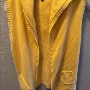 Pure Amici 100% Cashmere Hooded Open Vest – Size Small yellow EUC